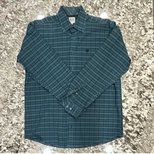 Cinch Men's Teal and Black Plaid Button-Down Shirt